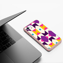 Чехол iPhone 7/8 матовый Геометрический цветной орнамент, цвет: 3D-светло-розовый — фото 2