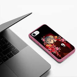 Чехол iPhone 7/8 матовый Изана в цветах, цвет: 3D-малиновый — фото 2
