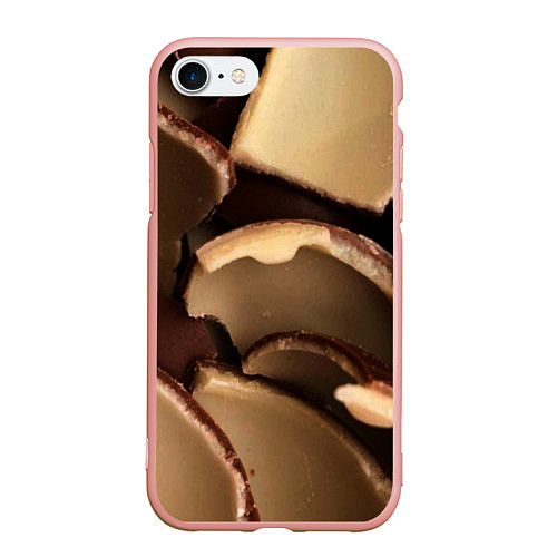 Чехол iPhone 7/8 матовый Кусочки шоколадных яйиц / 3D-Светло-розовый – фото 1