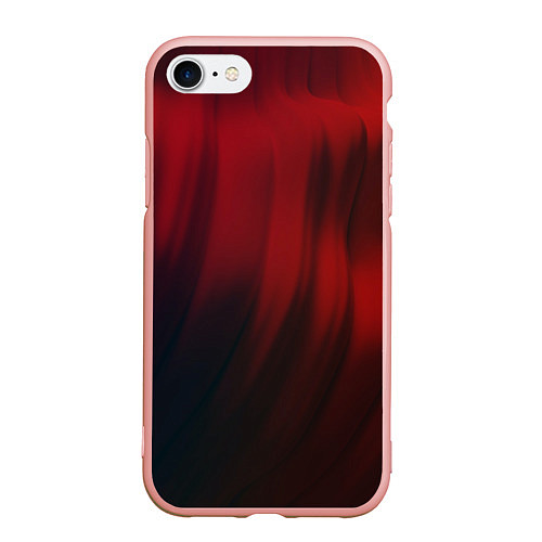 Чехол iPhone 7/8 матовый Красные абстрактные волны во тьме / 3D-Светло-розовый – фото 1