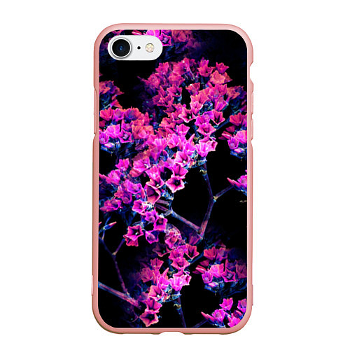 Чехол iPhone 7/8 матовый Цветочки арт / 3D-Светло-розовый – фото 1