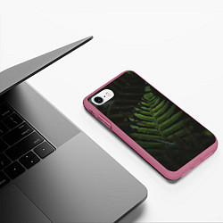 Чехол iPhone 7/8 матовый Лист папоротника, цвет: 3D-малиновый — фото 2