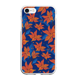 Чехол iPhone 7/8 матовый Осенние абстрактные цветы, цвет: 3D-белый