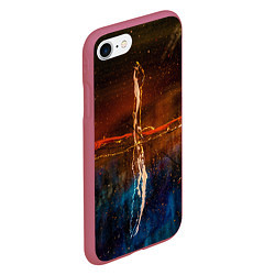 Чехол iPhone 7/8 матовый Тени, блёстки и краски во тьме, цвет: 3D-малиновый — фото 2