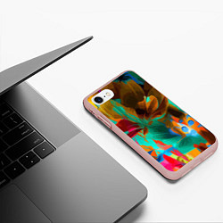 Чехол iPhone 7/8 матовый Растительная абстрактная композиция, цвет: 3D-светло-розовый — фото 2