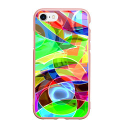 Чехол iPhone 7/8 матовый Цветная геометрическая композиция - лето, цвет: 3D-светло-розовый