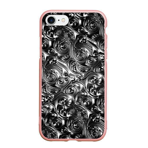 Чехол iPhone 7/8 матовый Стальные узоры / 3D-Светло-розовый – фото 1