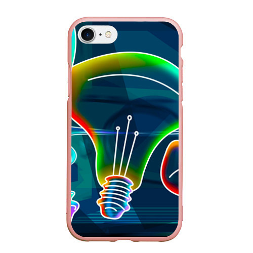 Чехол iPhone 7/8 матовый Неоновые лампы - коллаж / 3D-Светло-розовый – фото 1