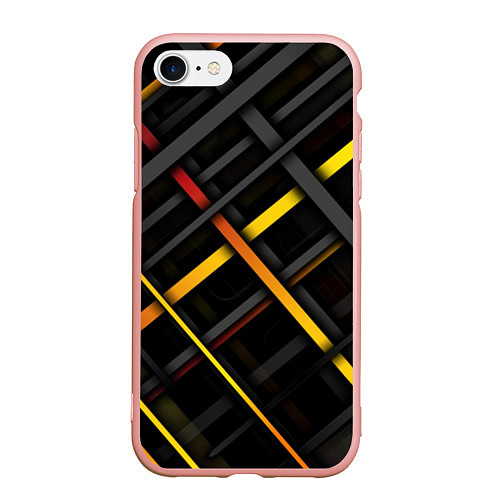 Чехол iPhone 7/8 матовый Цветные переплетающиеся линии / 3D-Светло-розовый – фото 1