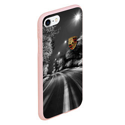 Чехол iPhone 7/8 матовый Порше - зимняя дорога, цвет: 3D-светло-розовый — фото 2