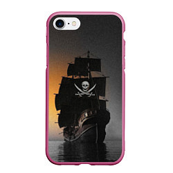 Чехол iPhone 7/8 матовый Пиратский фрегат, цвет: 3D-малиновый
