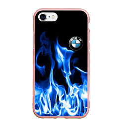 Чехол iPhone 7/8 матовый BMW fire, цвет: 3D-светло-розовый