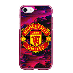 Чехол iPhone 7/8 матовый Manchester United, цвет: 3D-малиновый