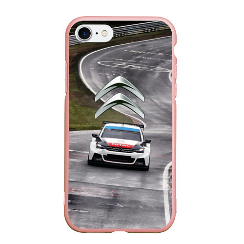 Чехол iPhone 7/8 матовый Ситроен - гоночная команда / 3D-Светло-розовый – фото 1