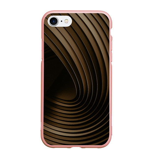 Чехол iPhone 7/8 матовый Тёмное-золотые пластины во тьме / 3D-Светло-розовый – фото 1