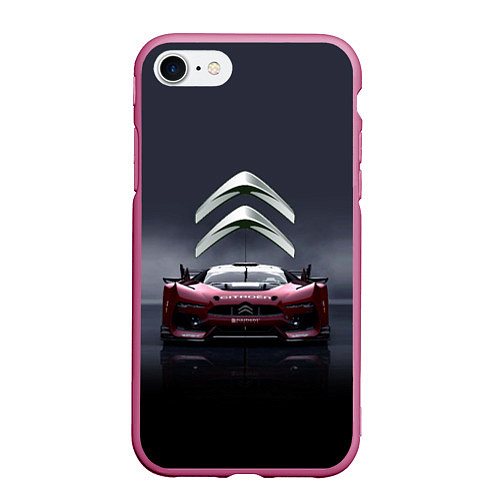 Чехол iPhone 7/8 матовый Citroen - Racing team - Motorsport / 3D-Малиновый – фото 1