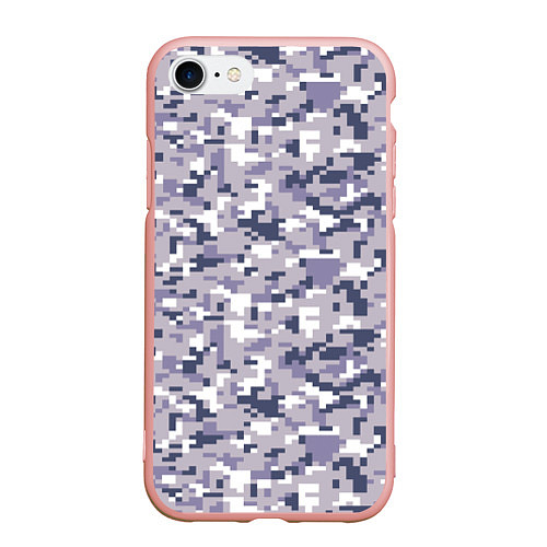 Чехол iPhone 7/8 матовый Камуфляж ACUpat серый пиксель / 3D-Светло-розовый – фото 1