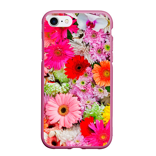 Чехол iPhone 7/8 матовый Colorful chrysanthemums / 3D-Малиновый – фото 1