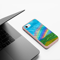 Чехол iPhone 7/8 матовый Летний дождь радуга, цвет: 3D-светло-розовый — фото 2