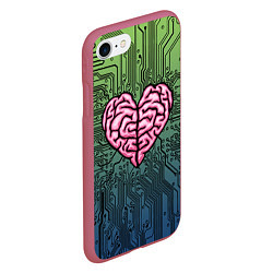 Чехол iPhone 7/8 матовый Heart brain chip, цвет: 3D-малиновый — фото 2