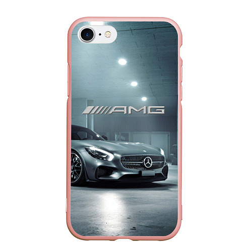 Чехол iPhone 7/8 матовый Mercedes AMG - Motorsport / 3D-Светло-розовый – фото 1