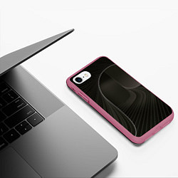 Чехол iPhone 7/8 матовый Чёрная спираль, цвет: 3D-малиновый — фото 2