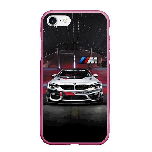 Чехол iPhone 7/8 матовый BMW M4 GT4 - Motorsport / 3D-Малиновый – фото 1