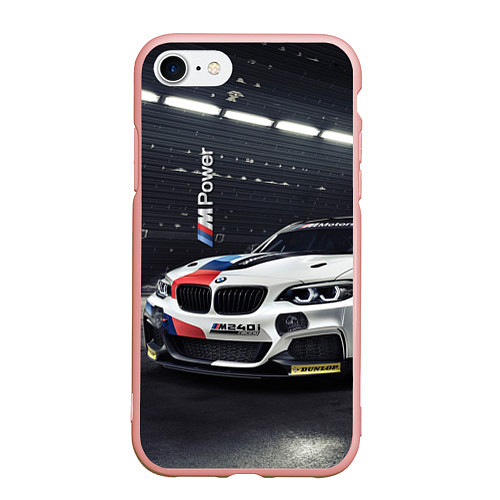 Чехол iPhone 7/8 матовый BMW M 240 i racing - Motorsport / 3D-Светло-розовый – фото 1