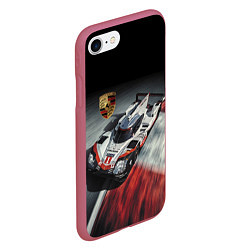 Чехол iPhone 7/8 матовый Porsche - racing team - motorsport, цвет: 3D-малиновый — фото 2