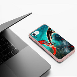 Чехол iPhone 7/8 матовый Голубой туман и брызки красок, цвет: 3D-светло-розовый — фото 2