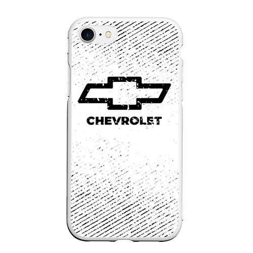 Чехол iPhone 7/8 матовый Chevrolet с потертостями на светлом фоне / 3D-Белый – фото 1