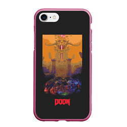 Чехол iPhone 7/8 матовый Doom eternal hell, цвет: 3D-малиновый