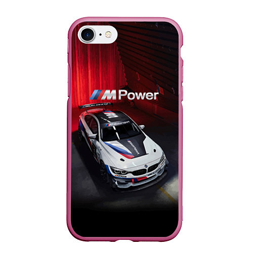 Чехол iPhone 7/8 матовый BMW M4 GT4 - Motorsport / 3D-Малиновый – фото 1