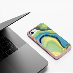 Чехол iPhone 7/8 матовый Сине-зеленый агат, цвет: 3D-светло-розовый — фото 2