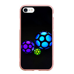 Чехол iPhone 7/8 матовый Объёмные неоновые шары, цвет: 3D-светло-розовый