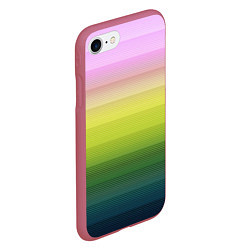 Чехол iPhone 7/8 матовый Яркий желтый зеленый розовый полосатый узор, цвет: 3D-малиновый — фото 2