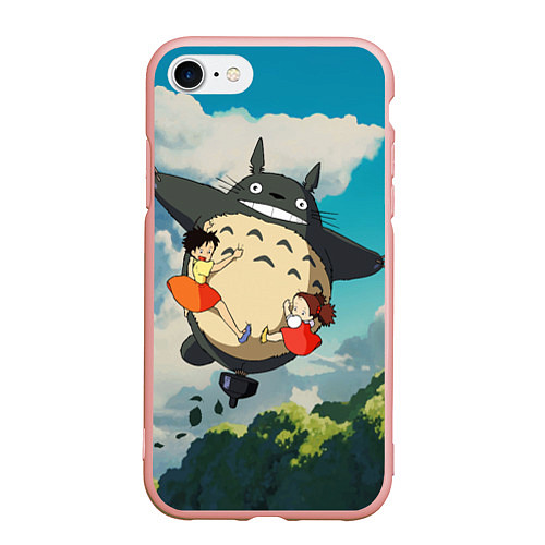 Чехол iPhone 7/8 матовый Flight Totoro / 3D-Светло-розовый – фото 1