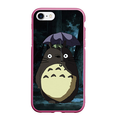 Чехол iPhone 7/8 матовый Totoro in rain forest / 3D-Малиновый – фото 1