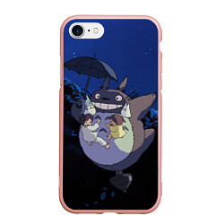 Чехол iPhone 7/8 матовый Night flight Totoro, цвет: 3D-светло-розовый