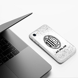 Чехол iPhone 7/8 матовый AC Milan с потертостями на светлом фоне, цвет: 3D-белый — фото 2