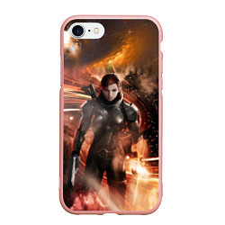 Чехол iPhone 7/8 матовый Mass Effect N7 - Jane Shepard, цвет: 3D-светло-розовый