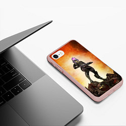 Чехол iPhone 7/8 матовый Кварианка стоит на горе трупов в свете огня, цвет: 3D-светло-розовый — фото 2