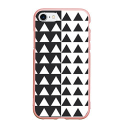 Чехол iPhone 7/8 матовый Черно-белые треугольники паттерн, цвет: 3D-светло-розовый