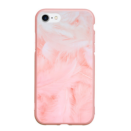 Чехол iPhone 7/8 матовый Aesthetic visual art pink feathers / 3D-Светло-розовый – фото 1