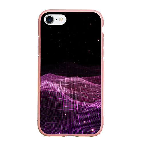 Чехол iPhone 7/8 матовый Retro wave night / 3D-Светло-розовый – фото 1
