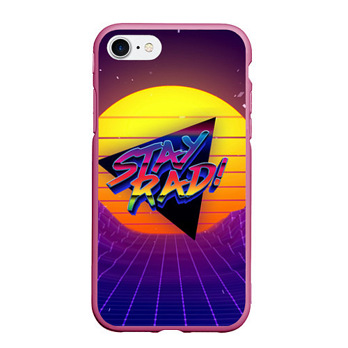 Чехол iPhone 7/8 матовый Retro wave sun / 3D-Малиновый – фото 1