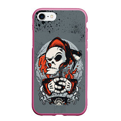 Чехол iPhone 7/8 матовый Slipknot Скелет, цвет: 3D-малиновый