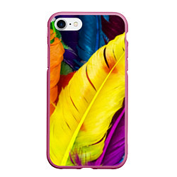 Чехол iPhone 7/8 матовый Разноцветные перья птиц