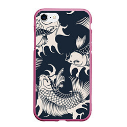 Чехол iPhone 7/8 матовый Japan carp, цвет: 3D-малиновый