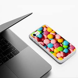 Чехол iPhone 7/8 матовый Много ярких конфет, цвет: 3D-белый — фото 2